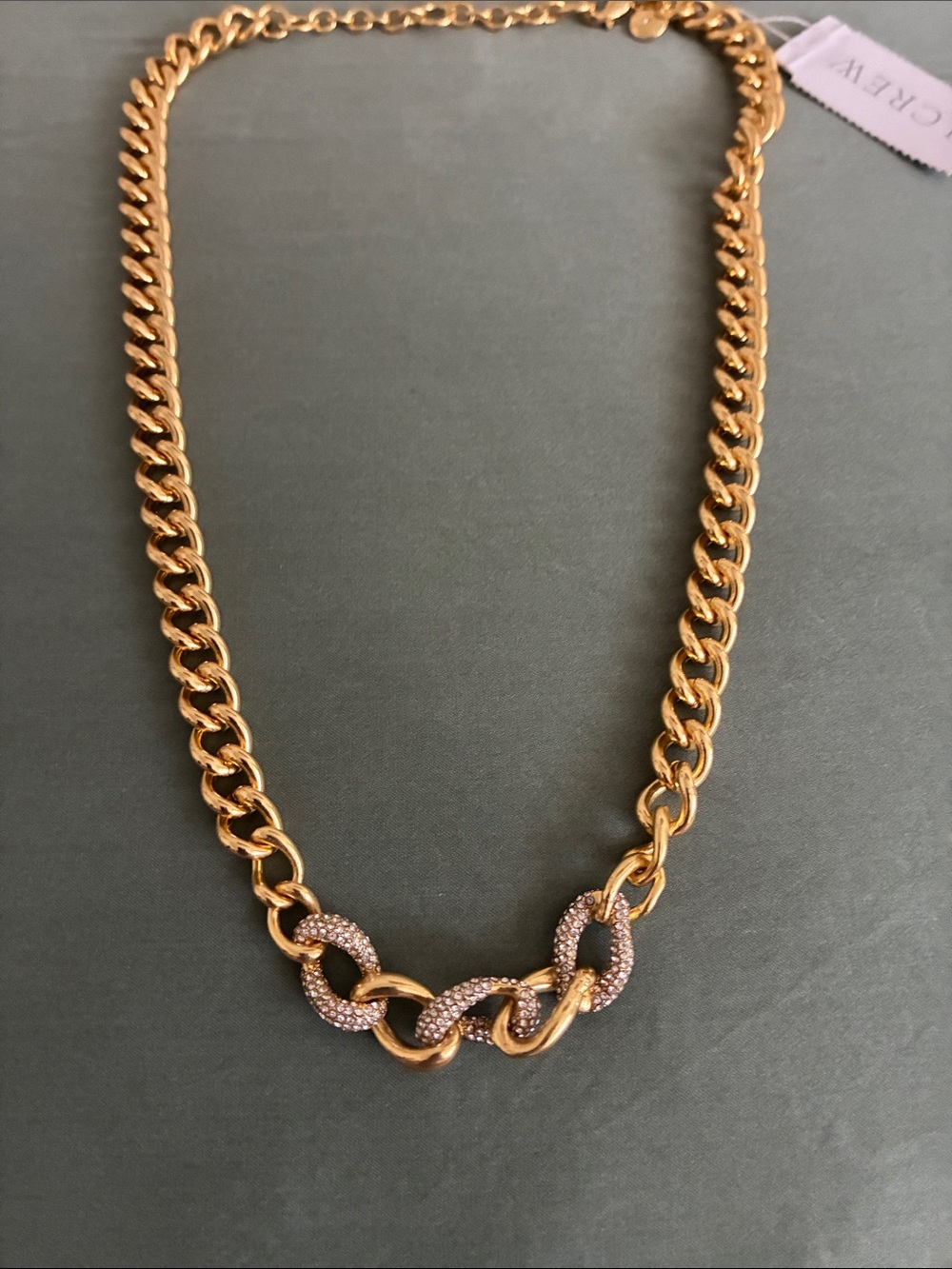 J.Crew new chunky Chain Necklace with Pave Crystal Links